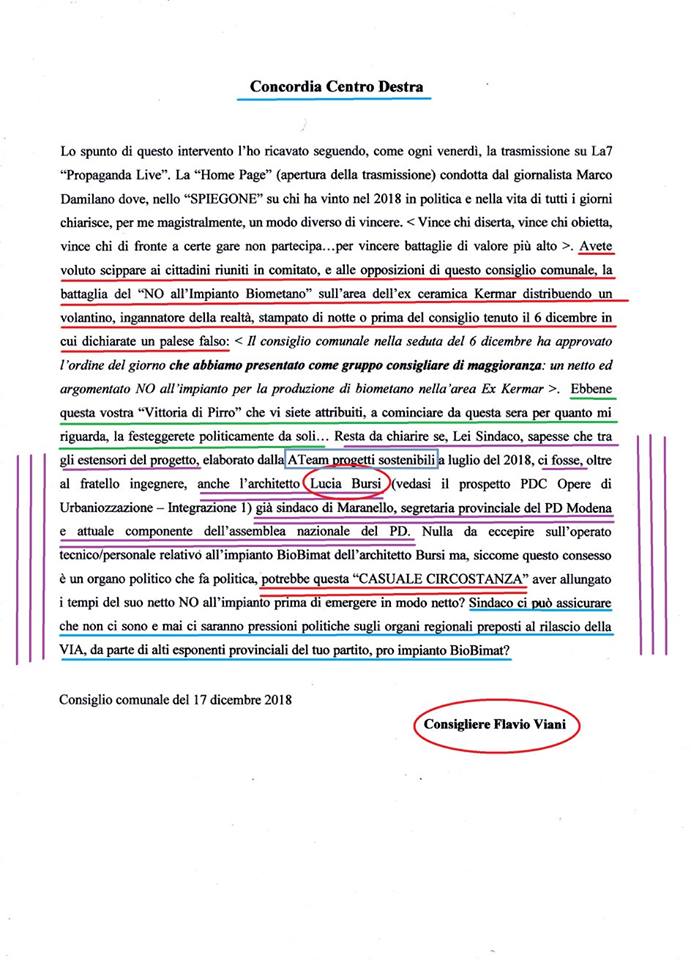 lucia bursi impianto biometano concordia